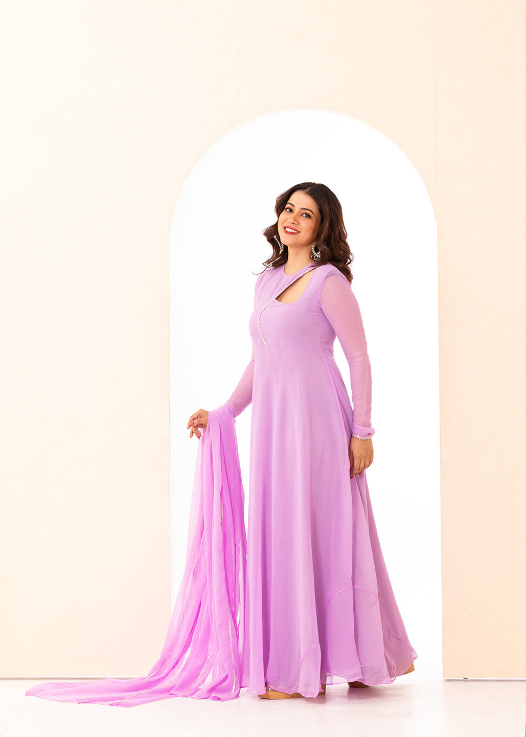Lavender Keyhole Anarkali with Dupatta