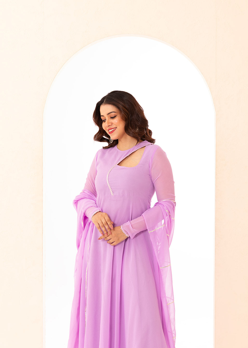 Lavender Keyhole Anarkali with Dupatta