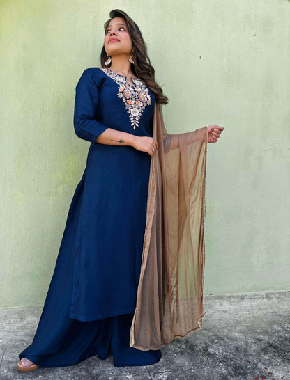 Midnight Blue Zardozi Kurta Set