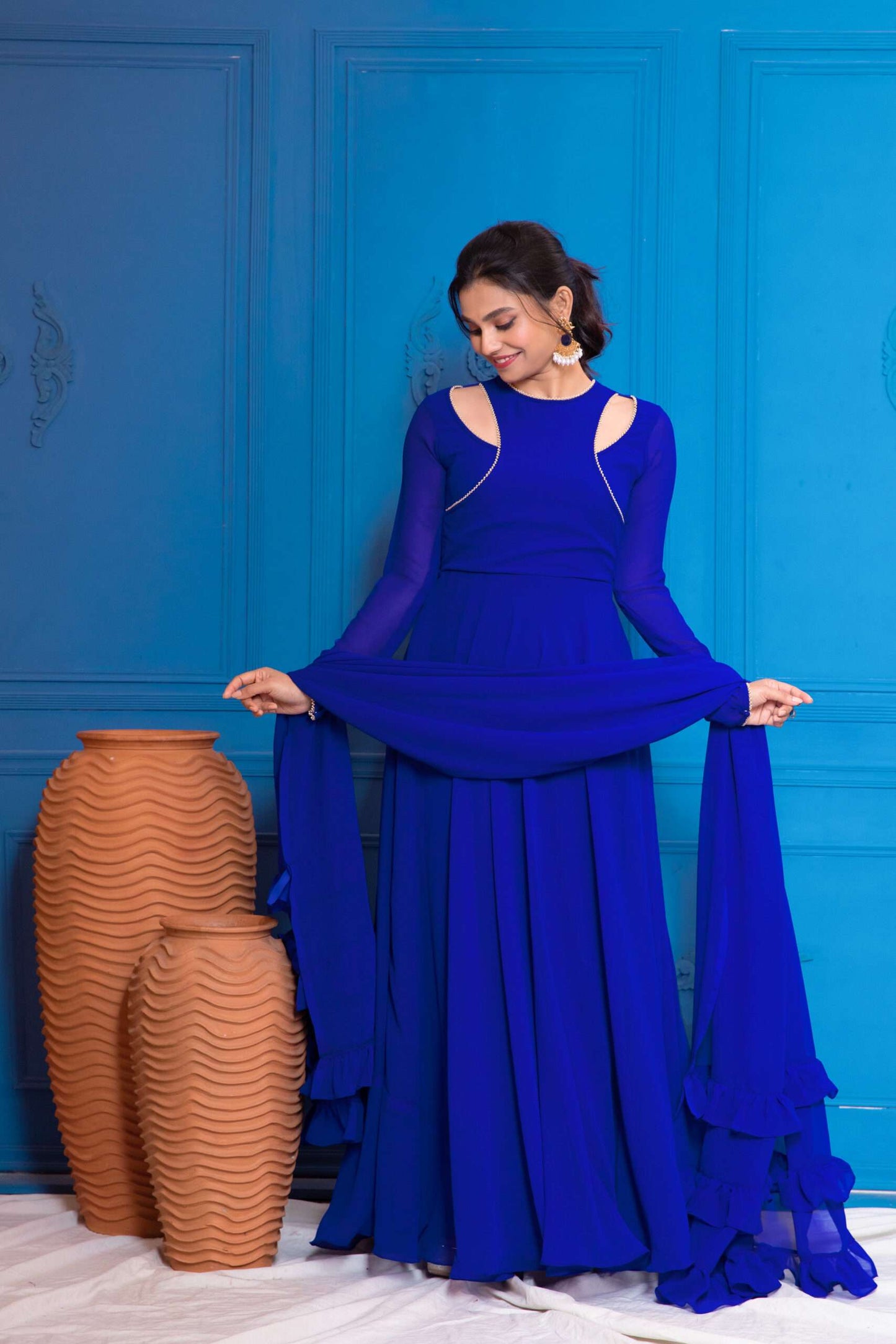 Royal Blue Overlapped Anarkali