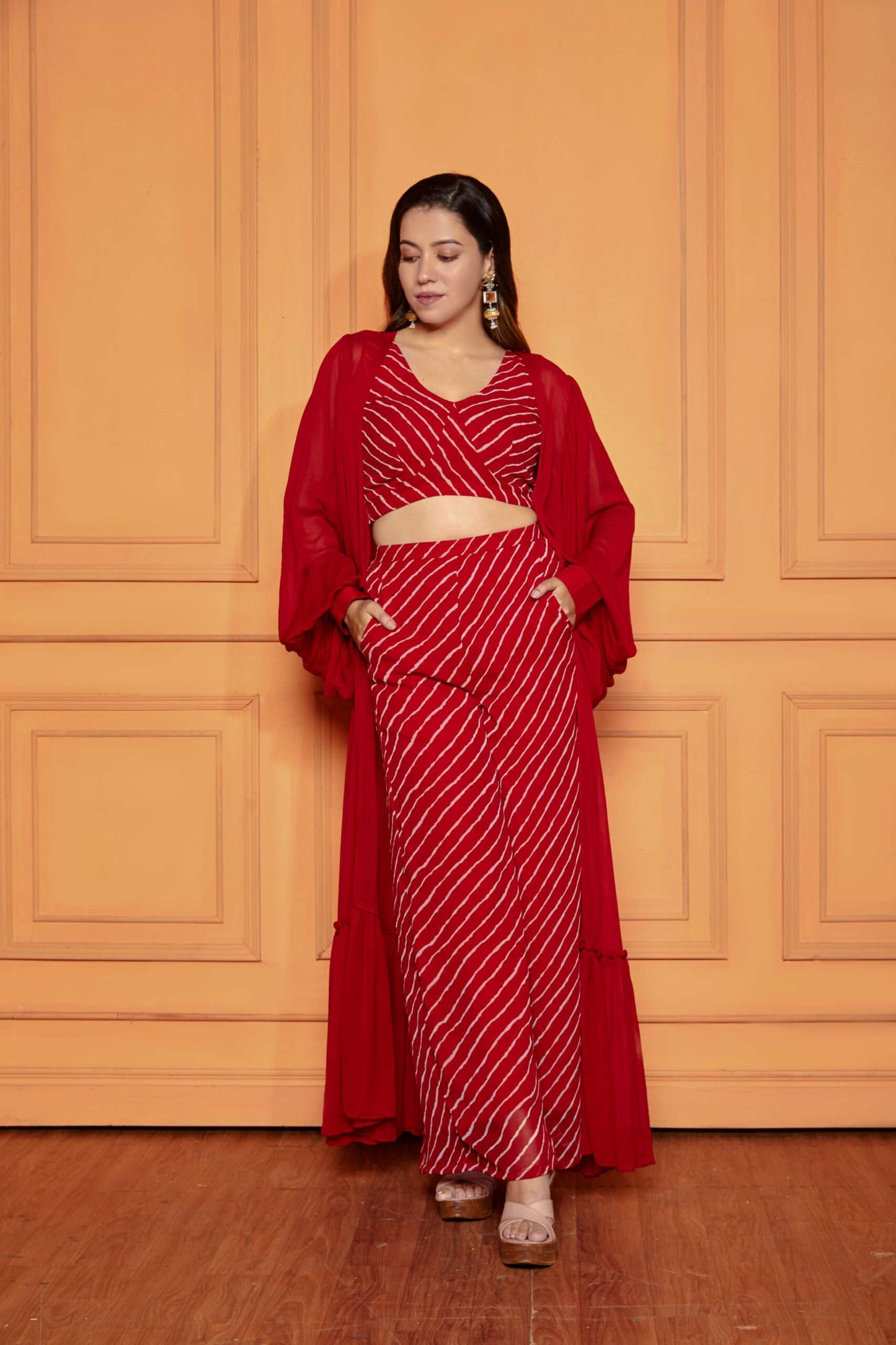 Pepper Red Leheriya Co-ord Set