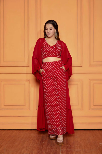 Pepper Red Leheriya Co-ord Set