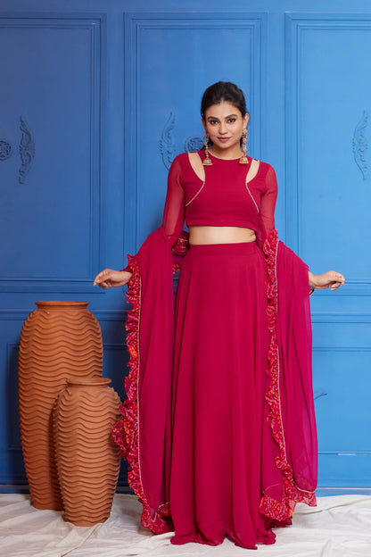 Sangria Pink Lehenga Set