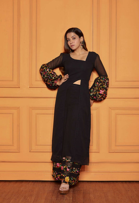 Jade Black Embroidery Co-ord Set