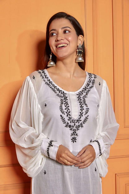 Powder White Chikankari Kurta Set