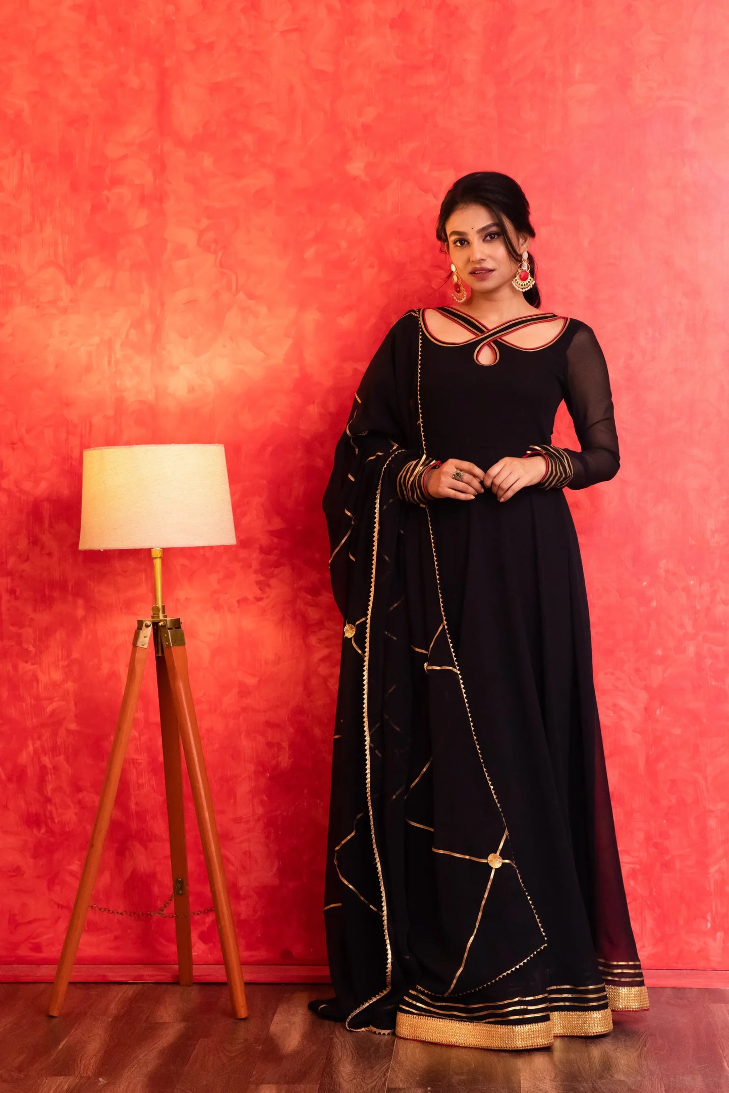 Smoky Black Anarkali with Dupatta