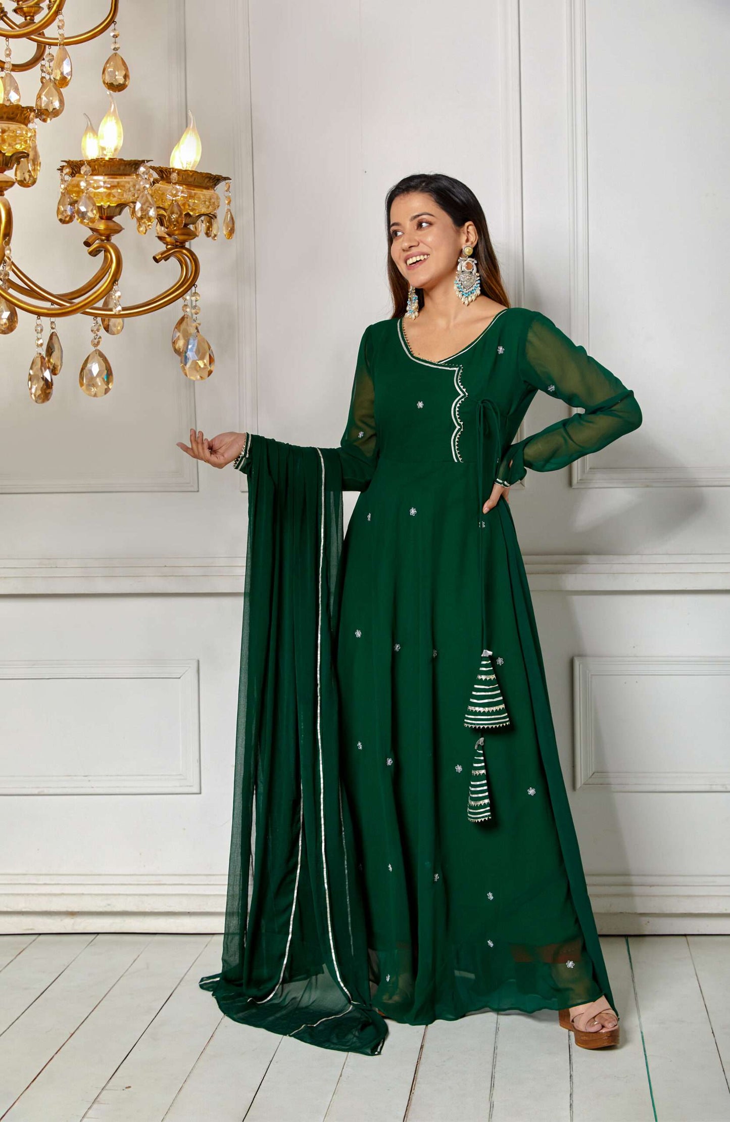 Imperial Green Anarkali with Dupatta