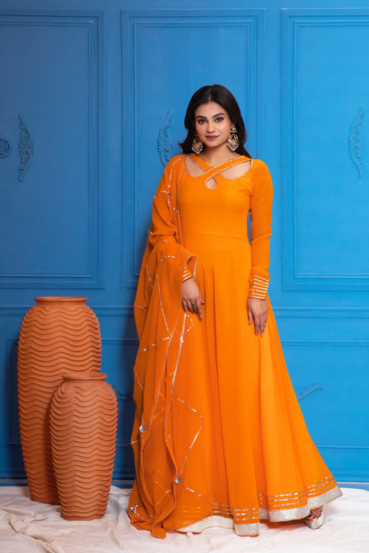 Mimosa Yellow Anarkali with Dupatta