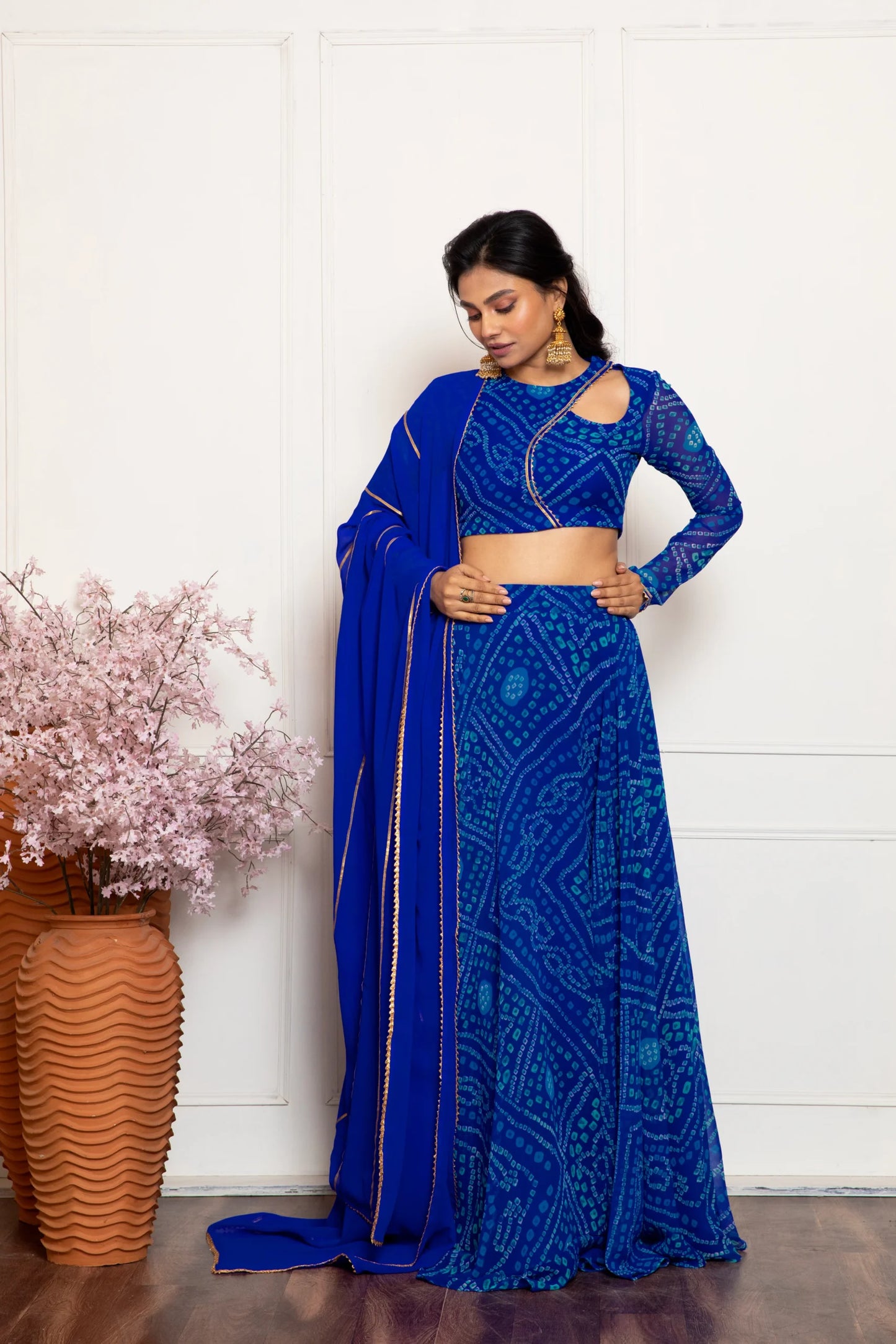 Blue Bandhani Lehenga Set