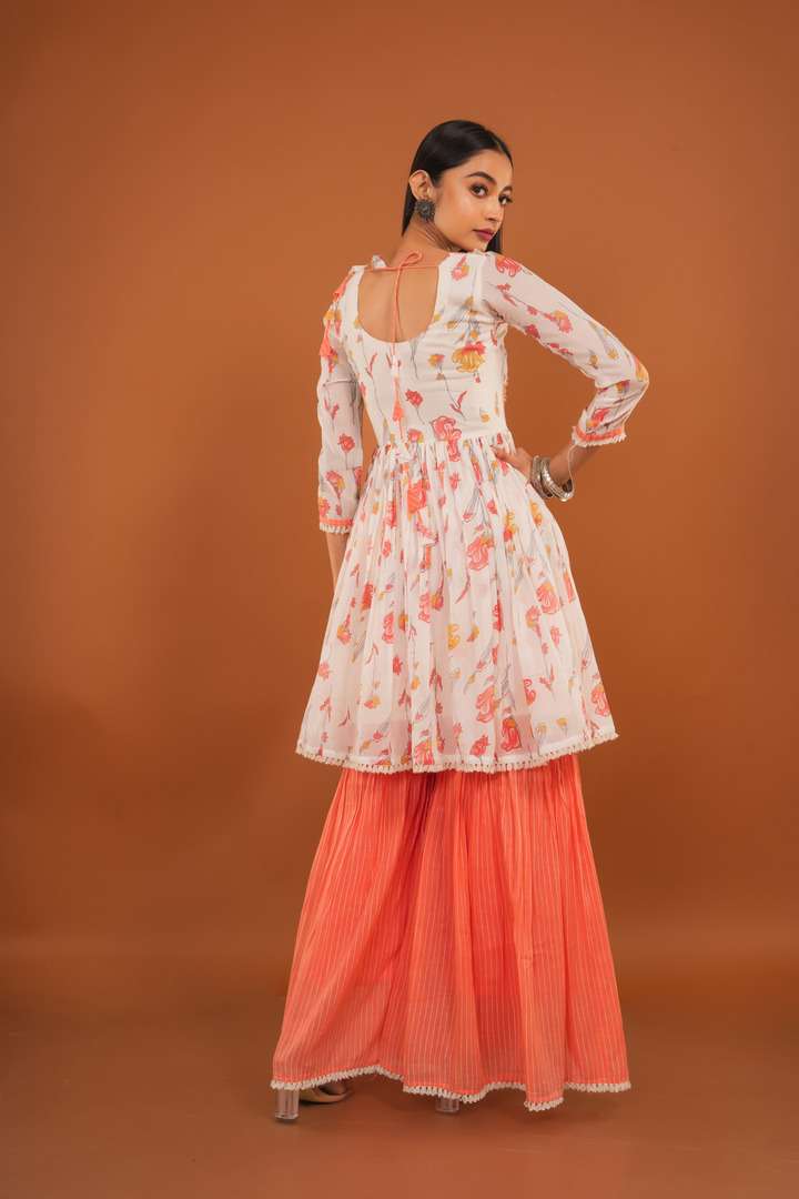 Peach Sharara Set