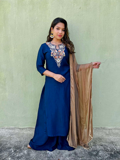 Midnight Blue Zardozi Kurta Set