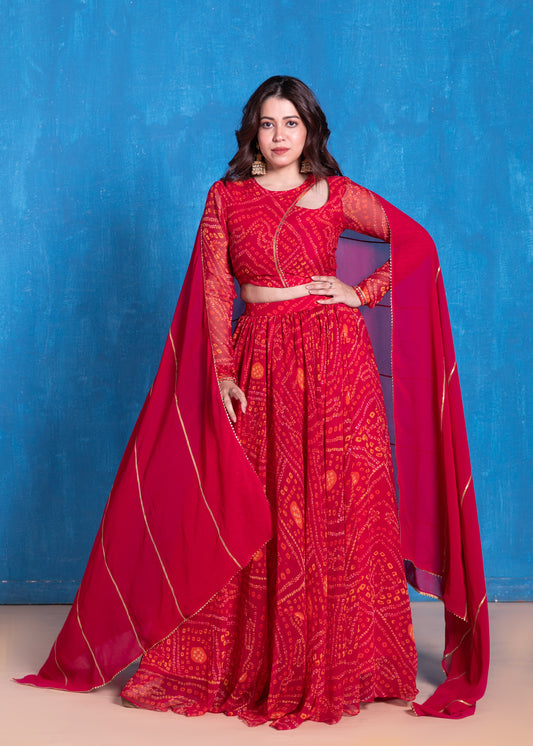 Cosmo Magenta Bandhani Lehenga Set