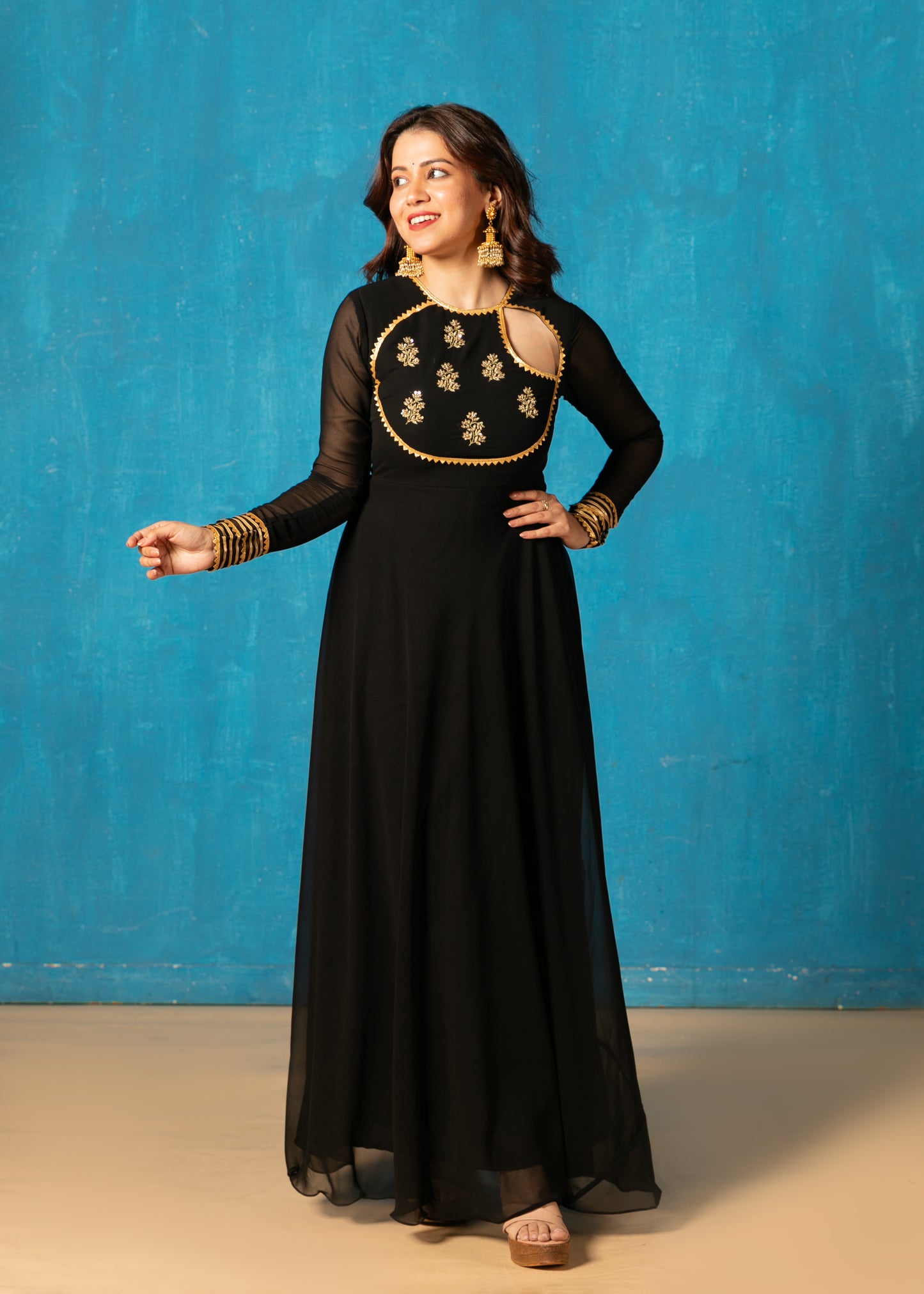 Kohl Black Anarkali with Dupatta