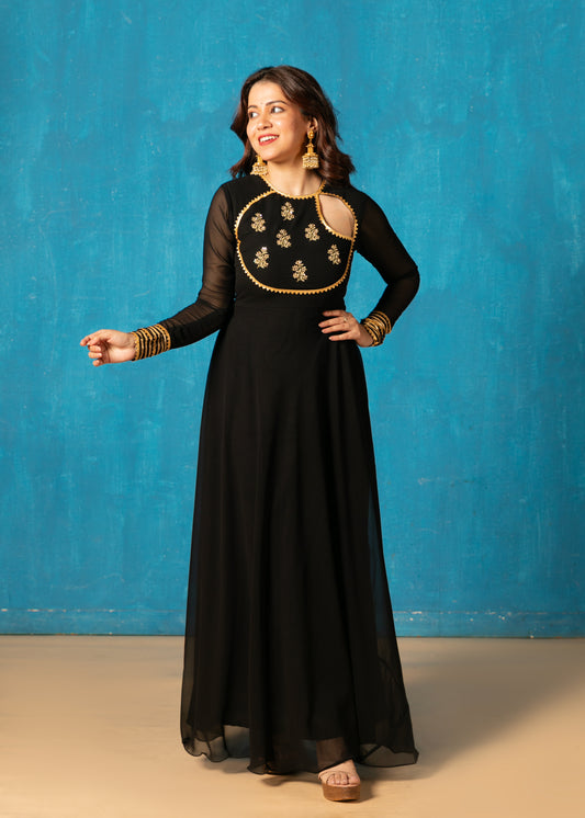 Kohl Black Anarkali with Dupatta