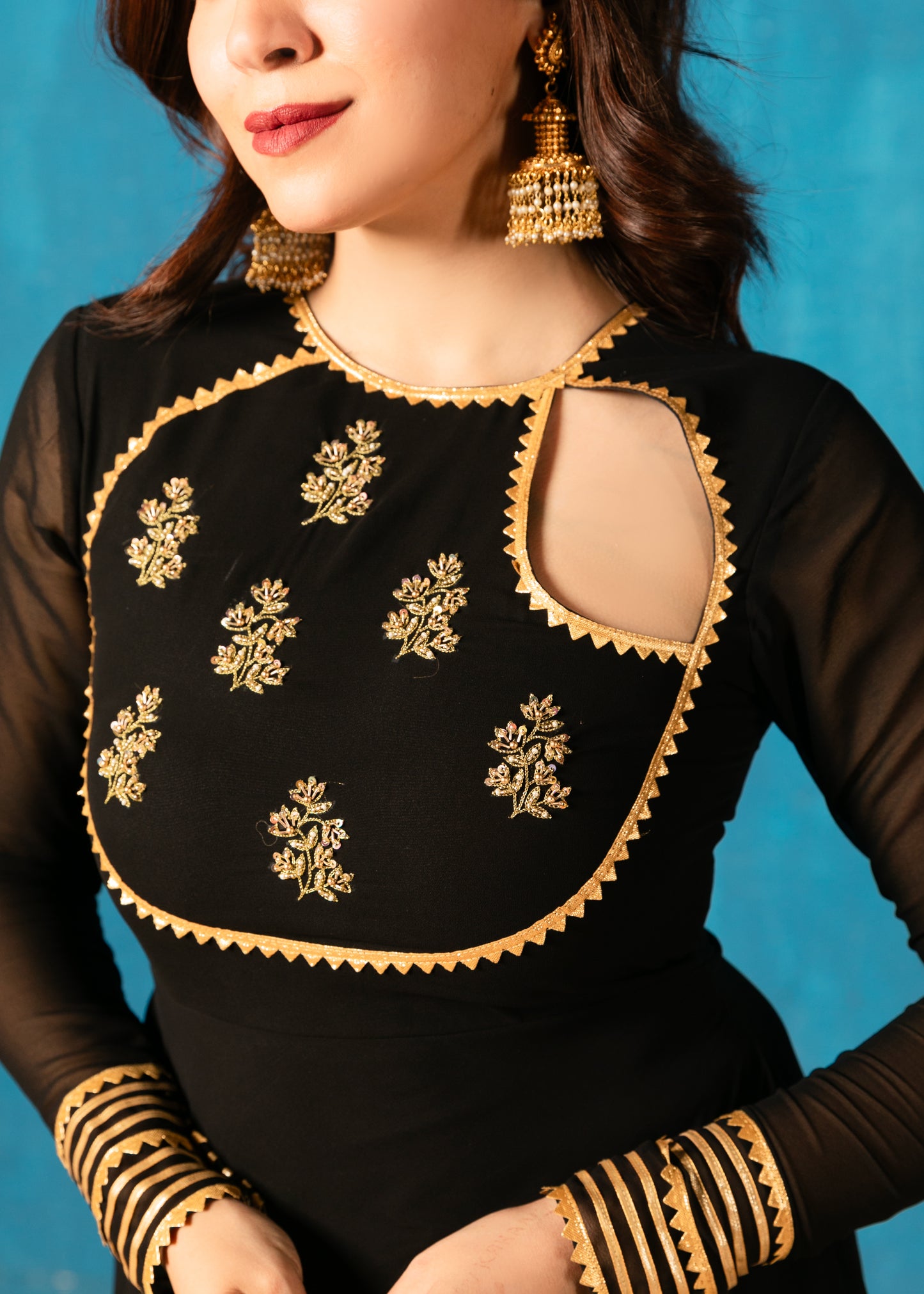 Kohl Black Anarkali with Dupatta