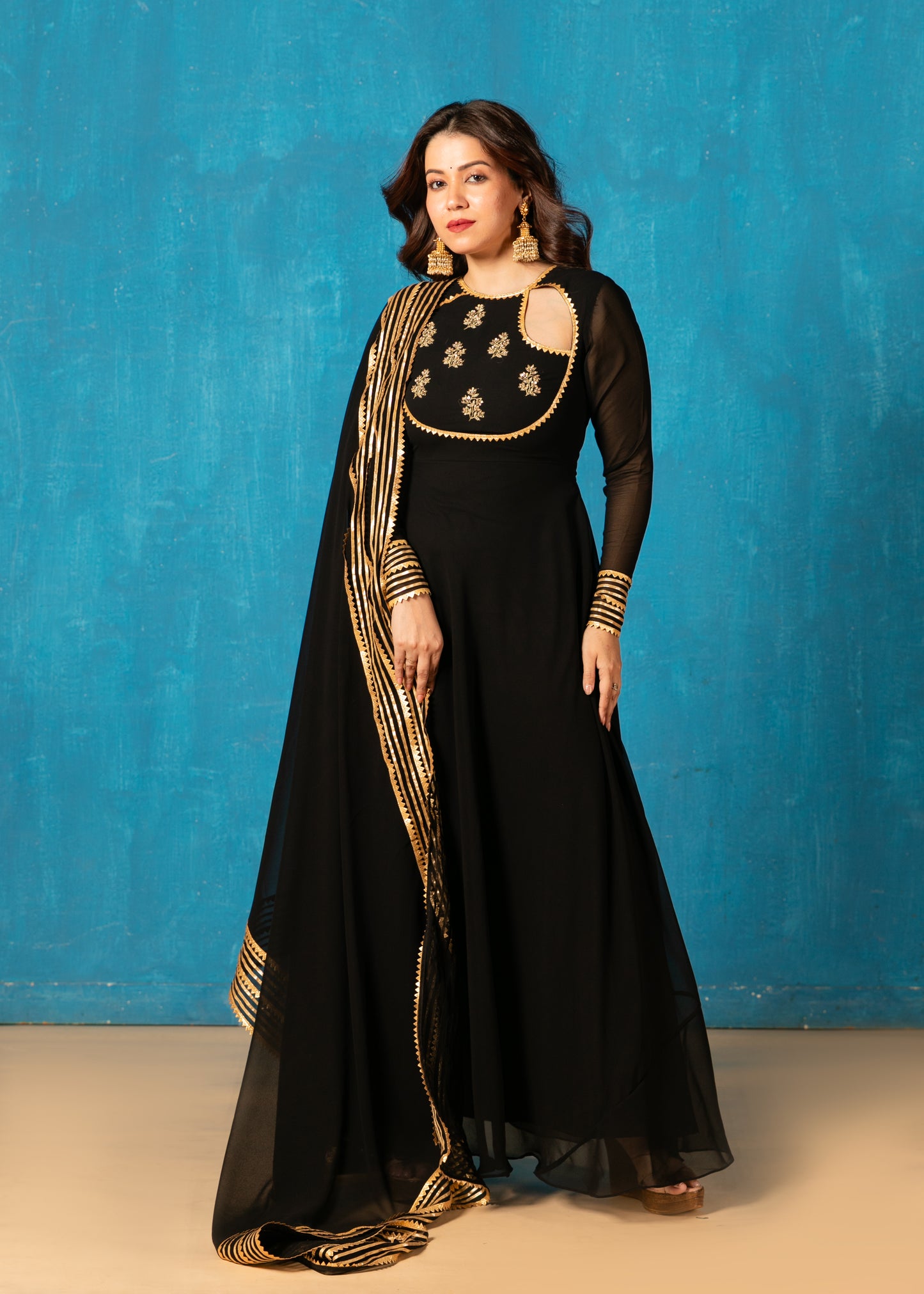 Kohl Black Anarkali with Dupatta