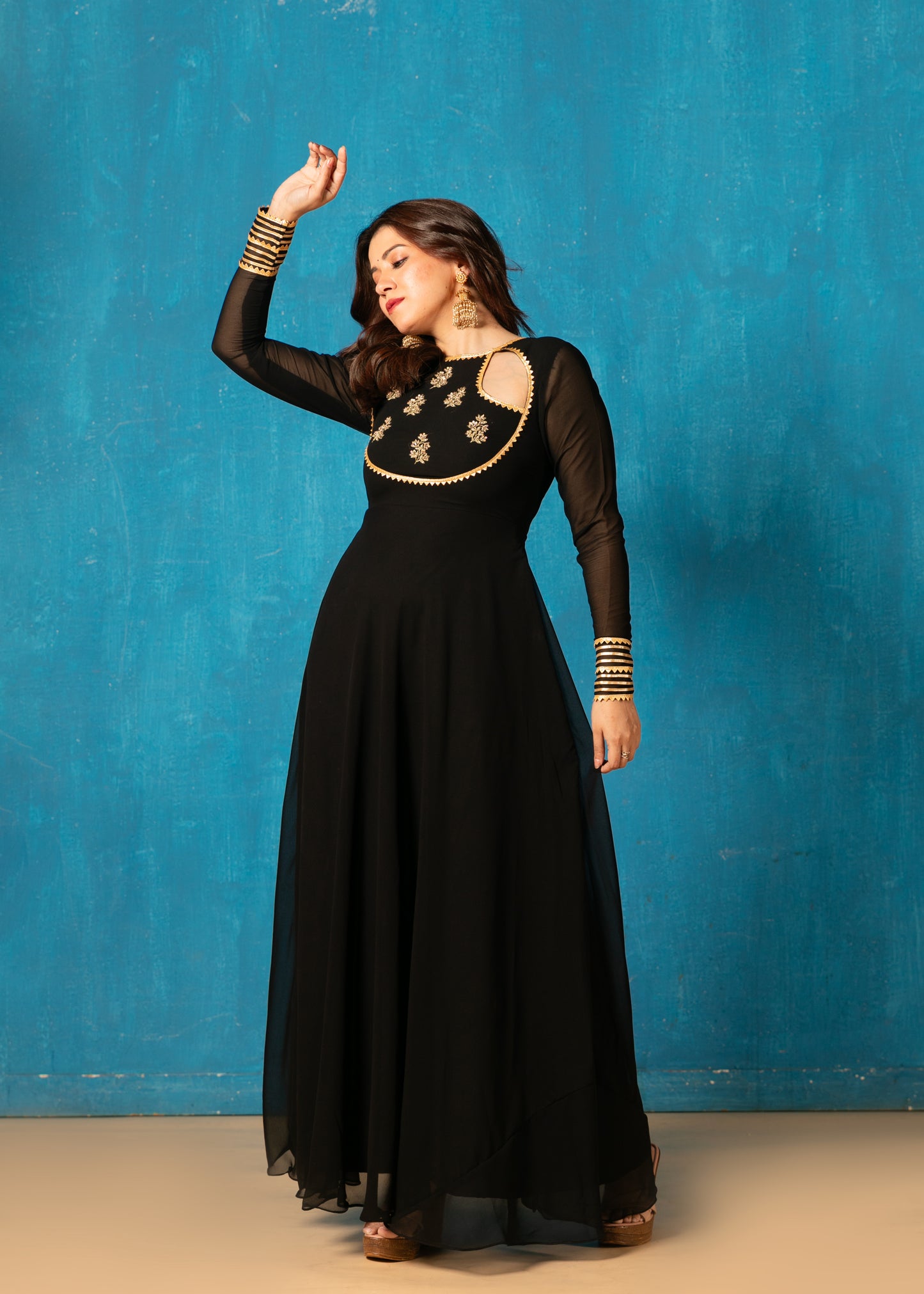 Kohl Black Anarkali with Dupatta