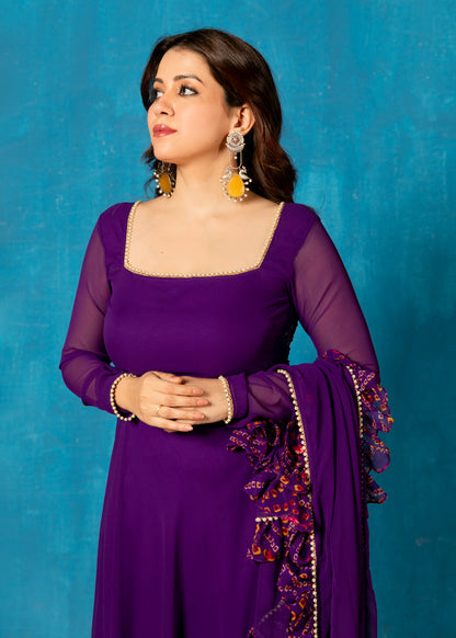 Amethyst Purple Sheer Back Anarkali with Dupatta