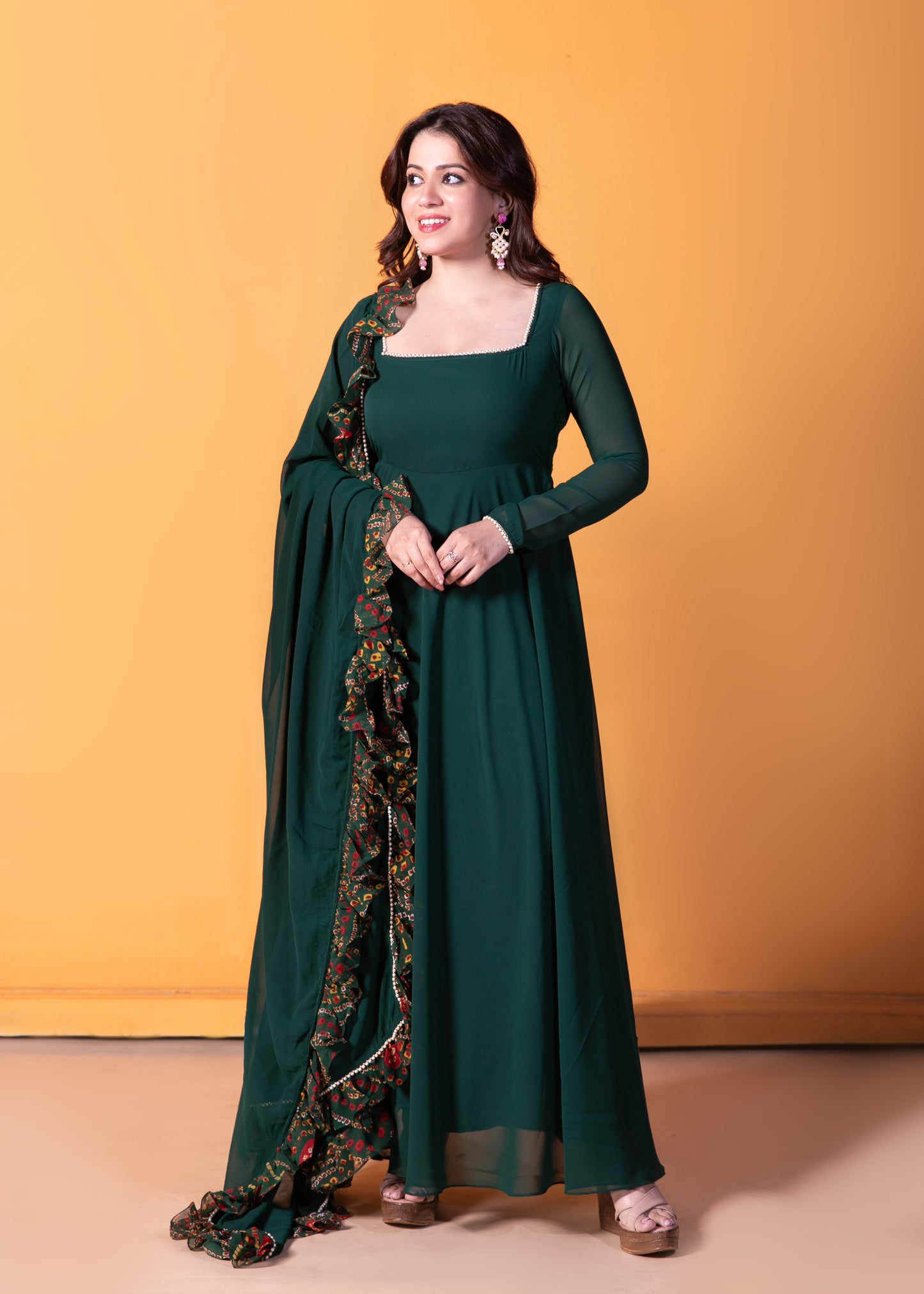 Lush Green Anarkali with Dupatta