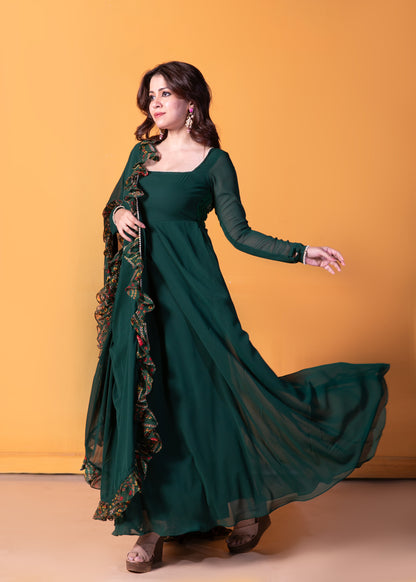 Lush Green Anarkali with Dupatta