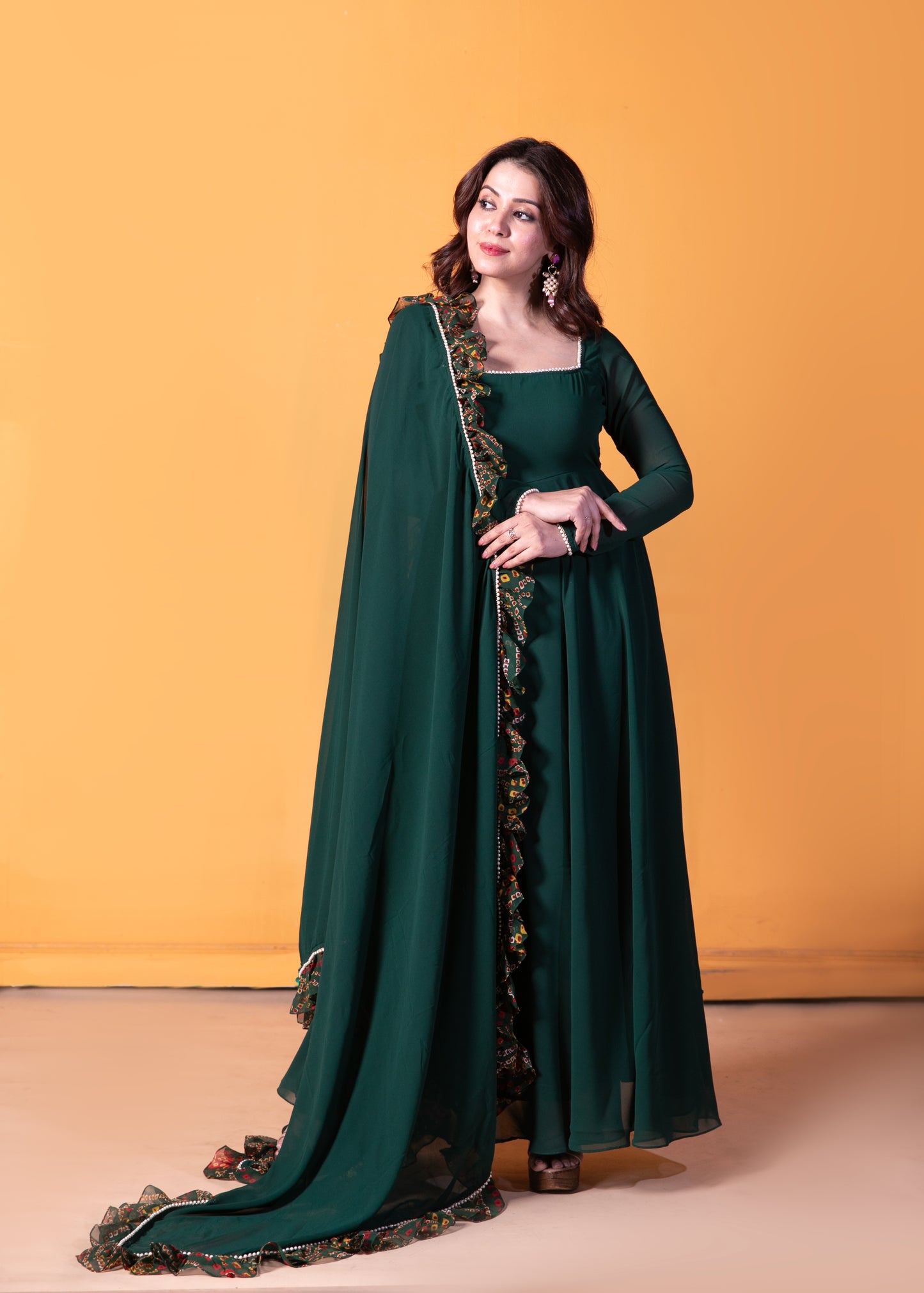 Lush Green Anarkali with Dupatta