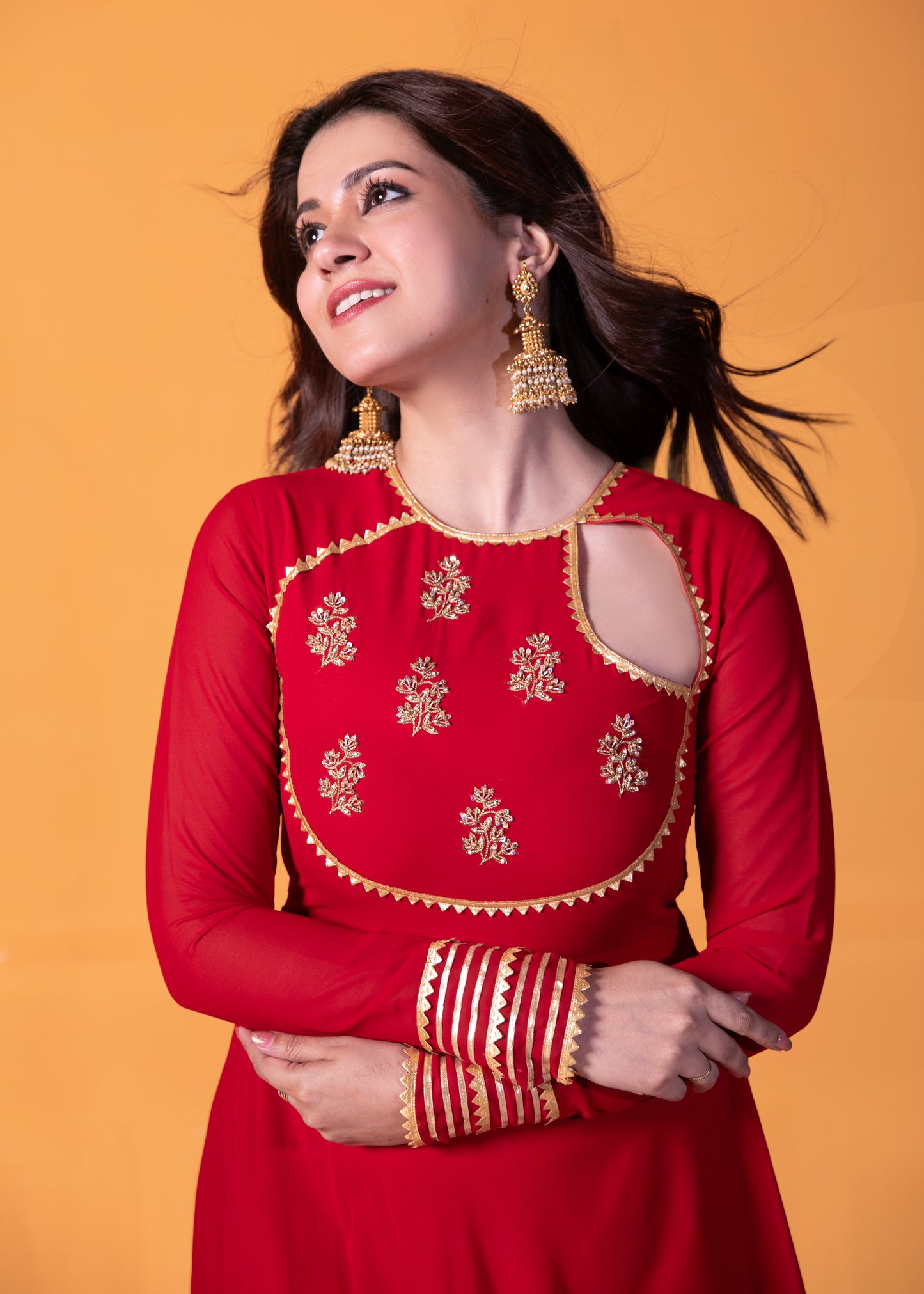 Red Chilli Anarkali with Dupatta