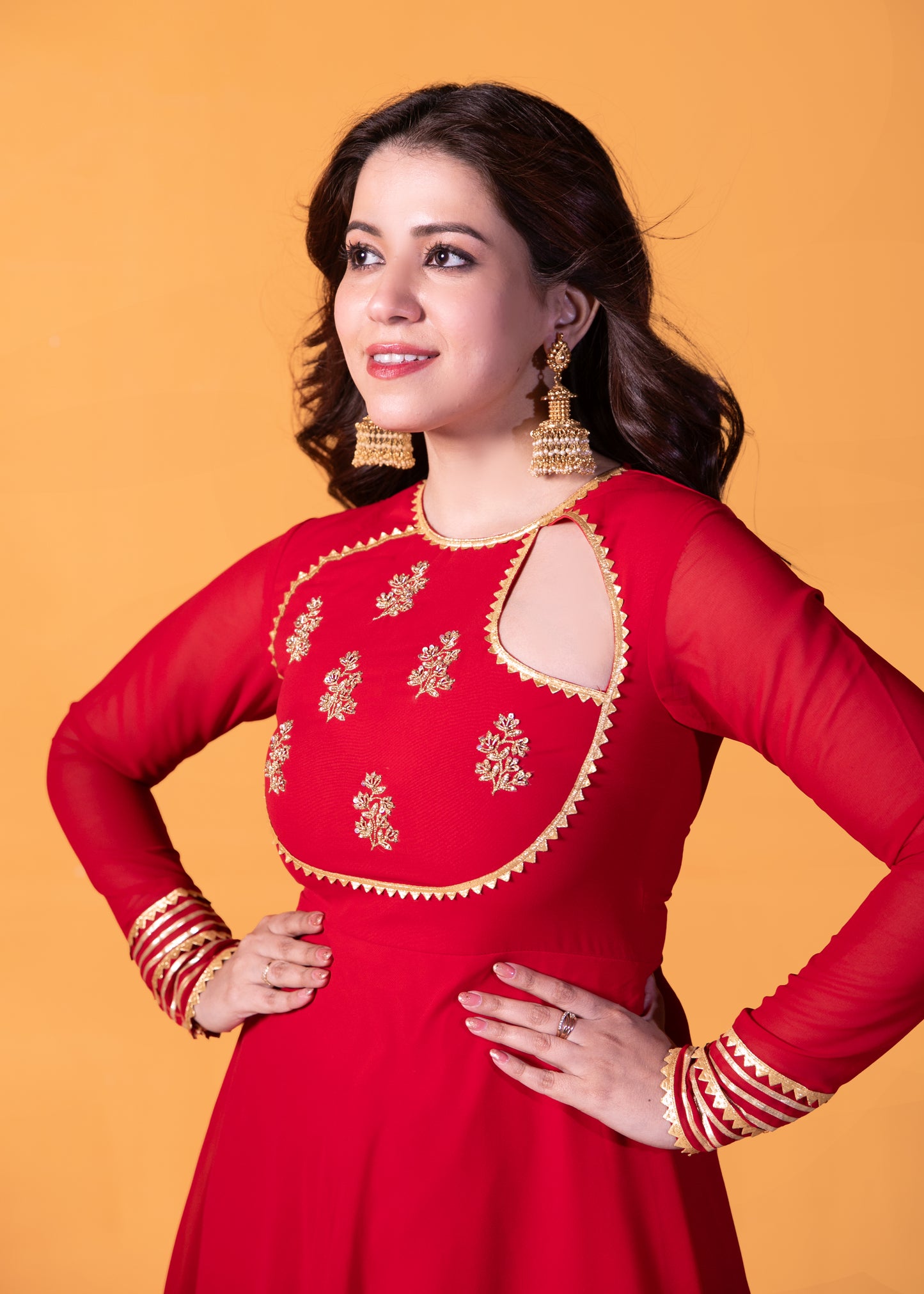 Red Chilli Anarkali with Dupatta