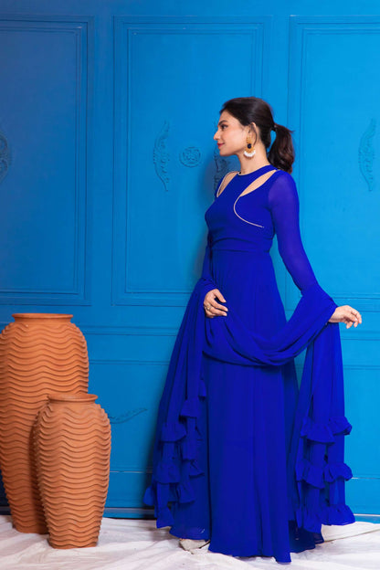 Royal Blue Overlapped Anarkali