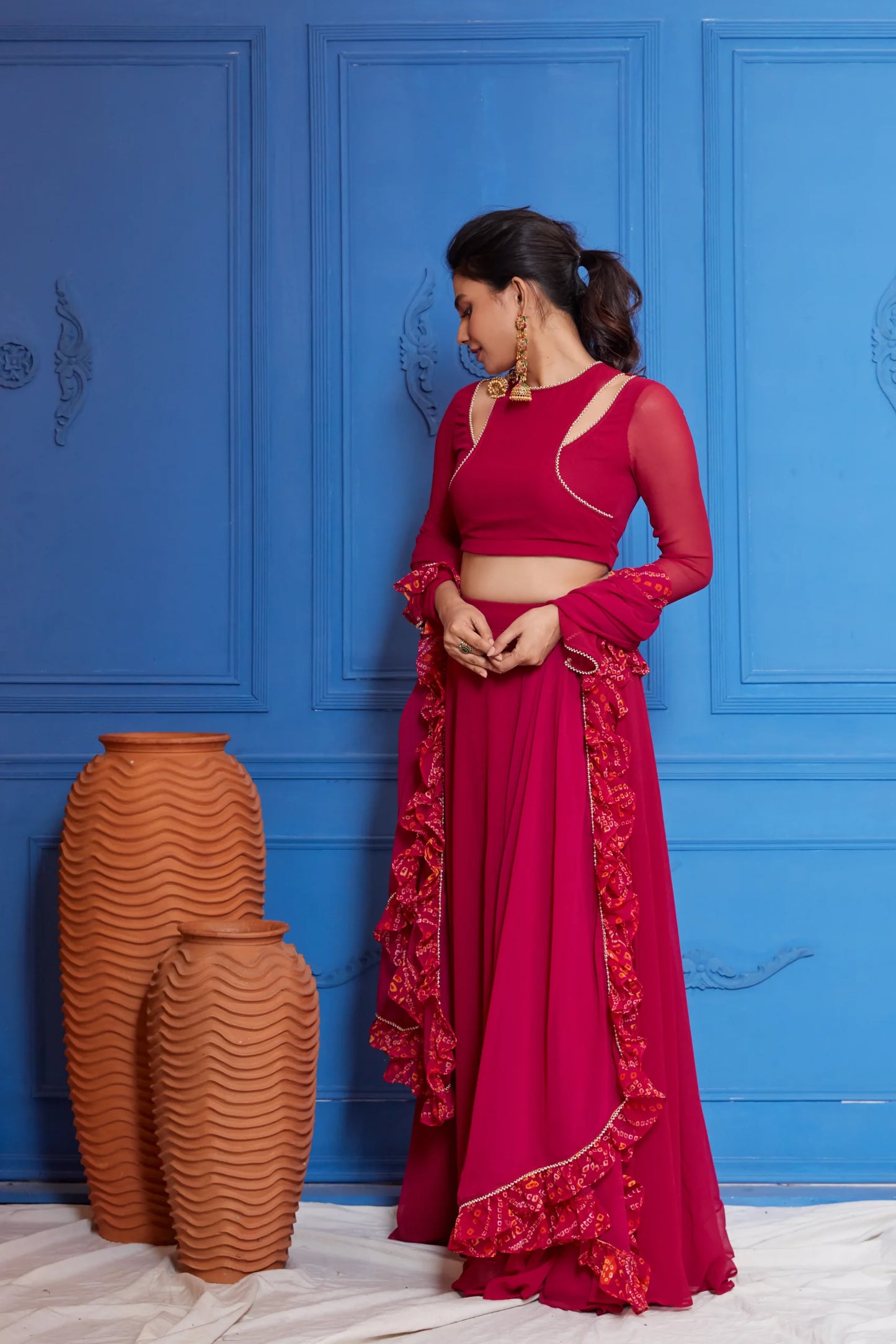 Sangria Pink Lehenga Set