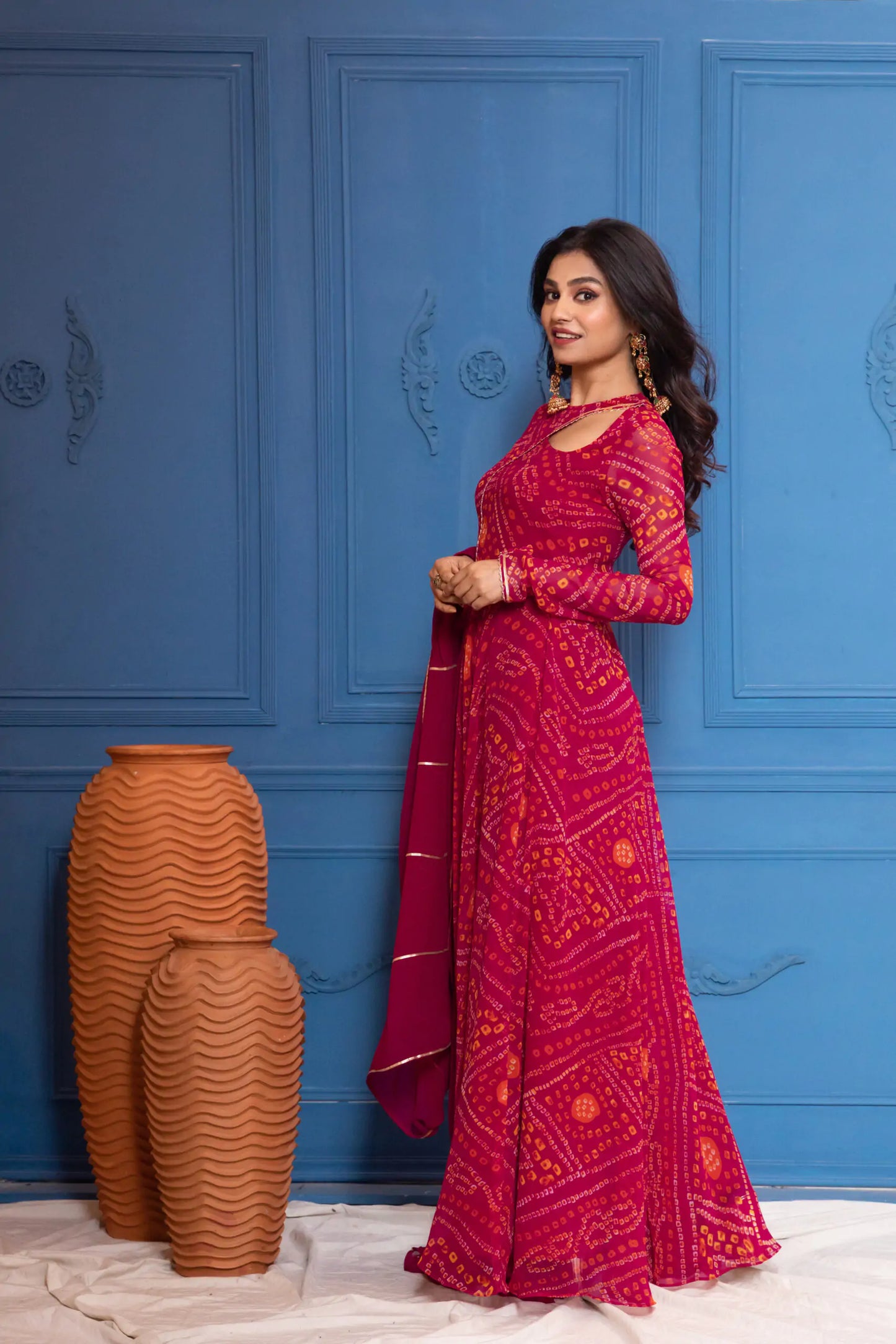 Hibiscus Pink Bandhani Anarkali