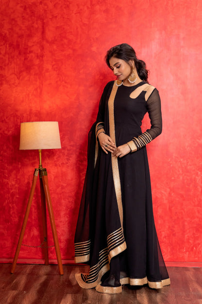 Charming Black Anarkali with Dupatta