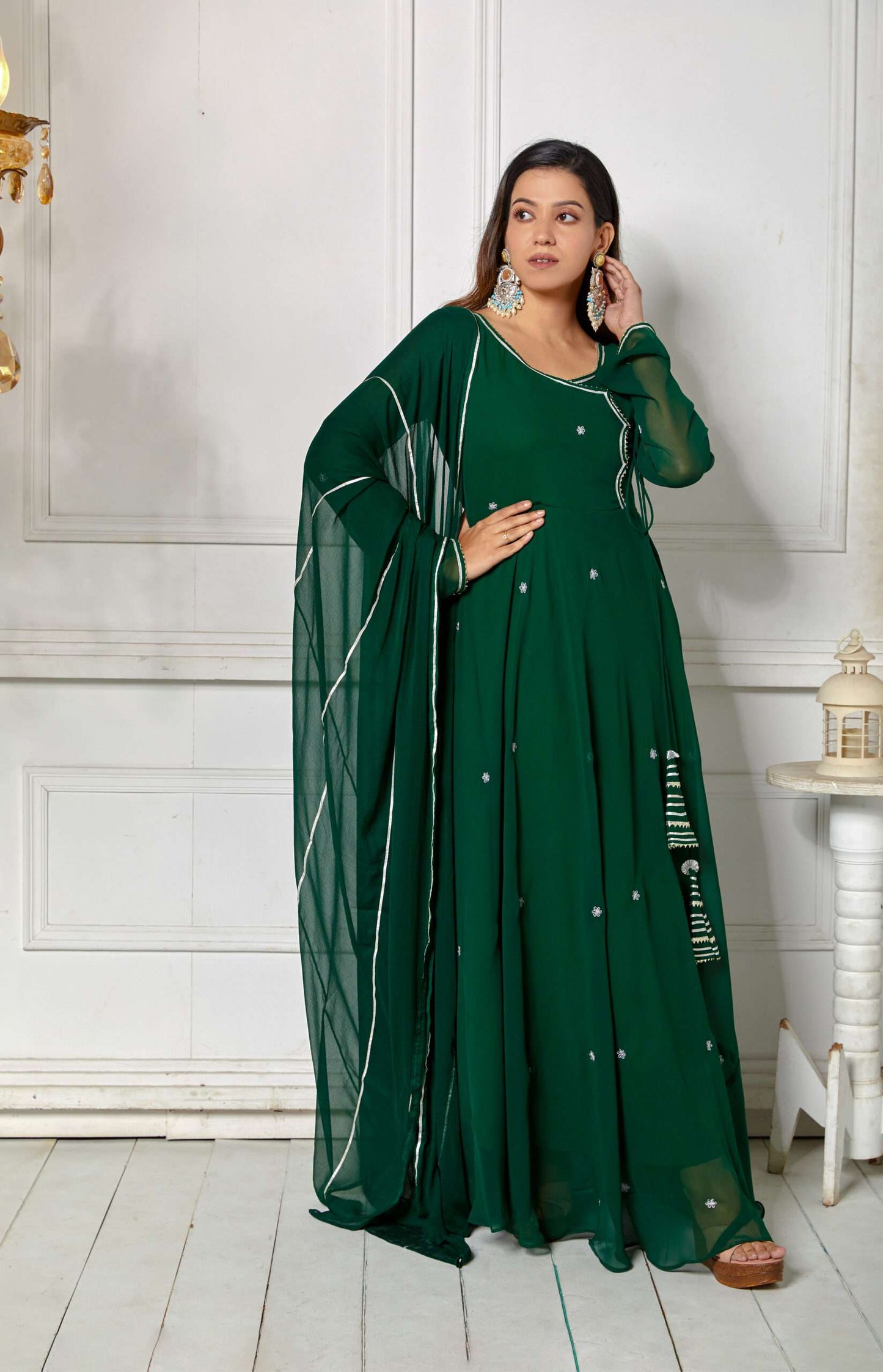 Imperial Green Anarkali with Dupatta