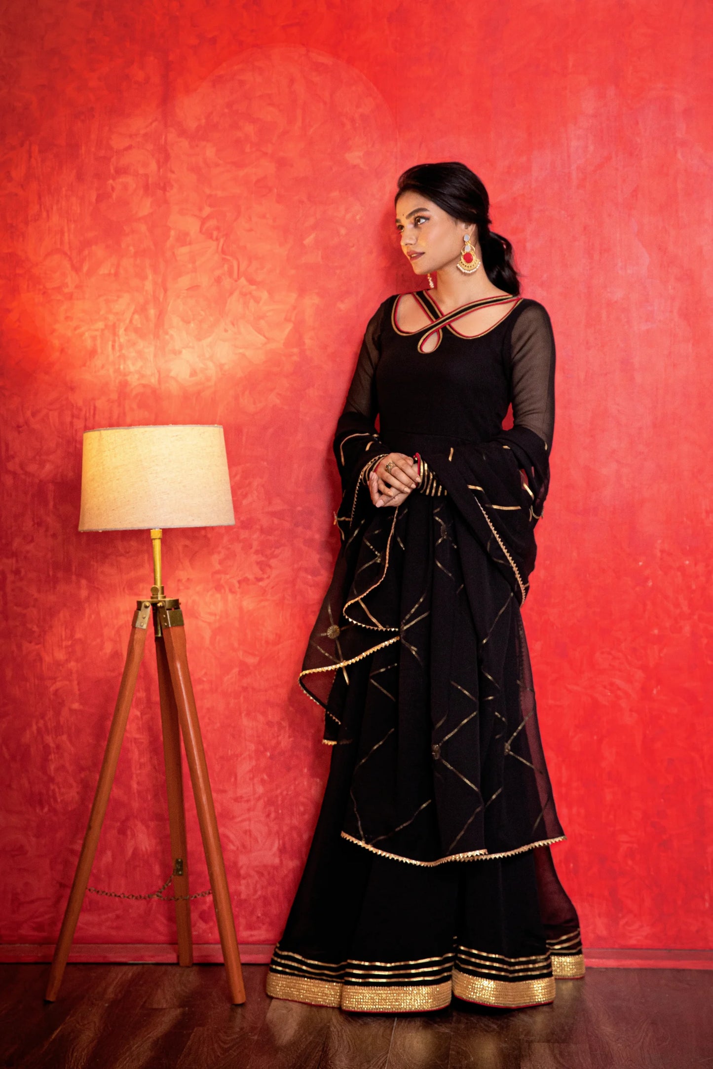 Smoky Black Anarkali with Dupatta