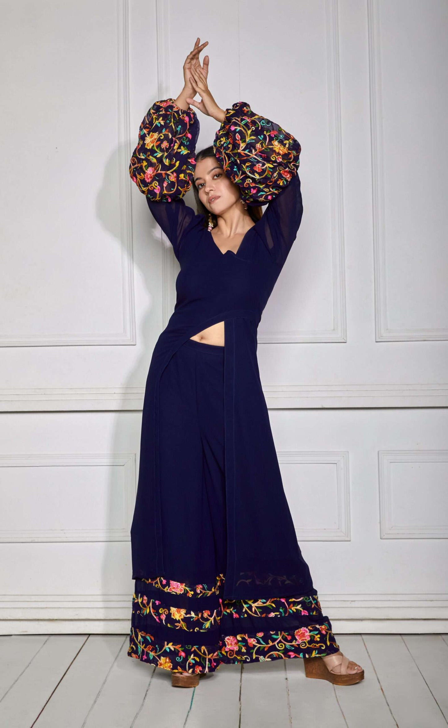 Navy Blue Embroidery Co-Ord Set