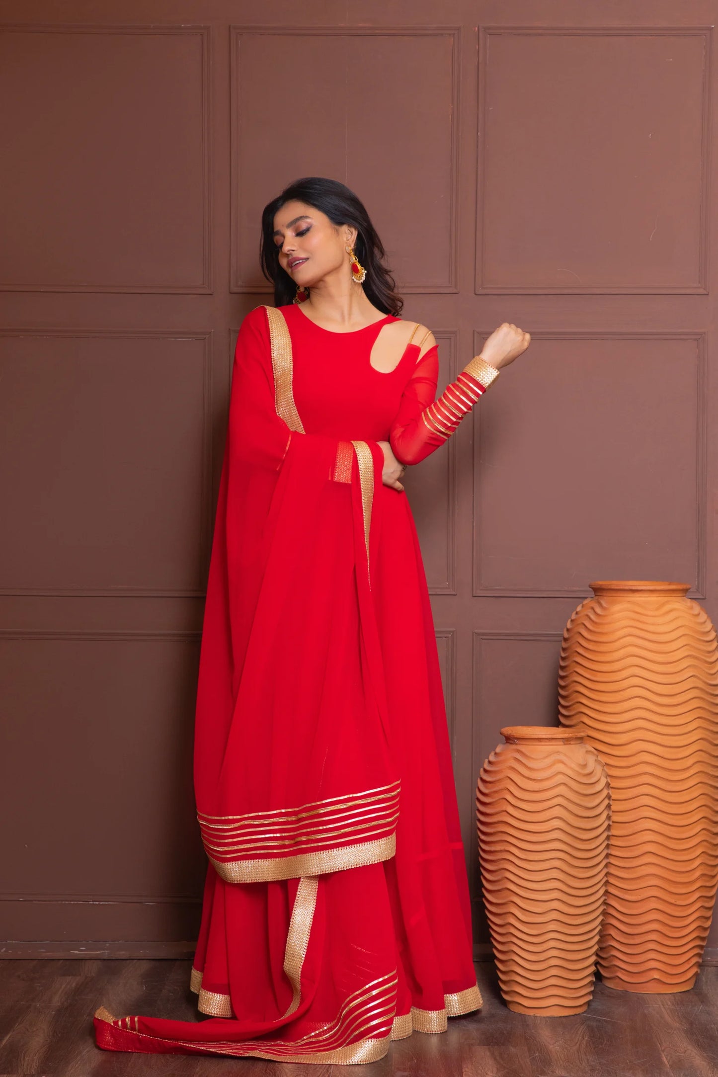 Persian Red Anarkali with Dupatta