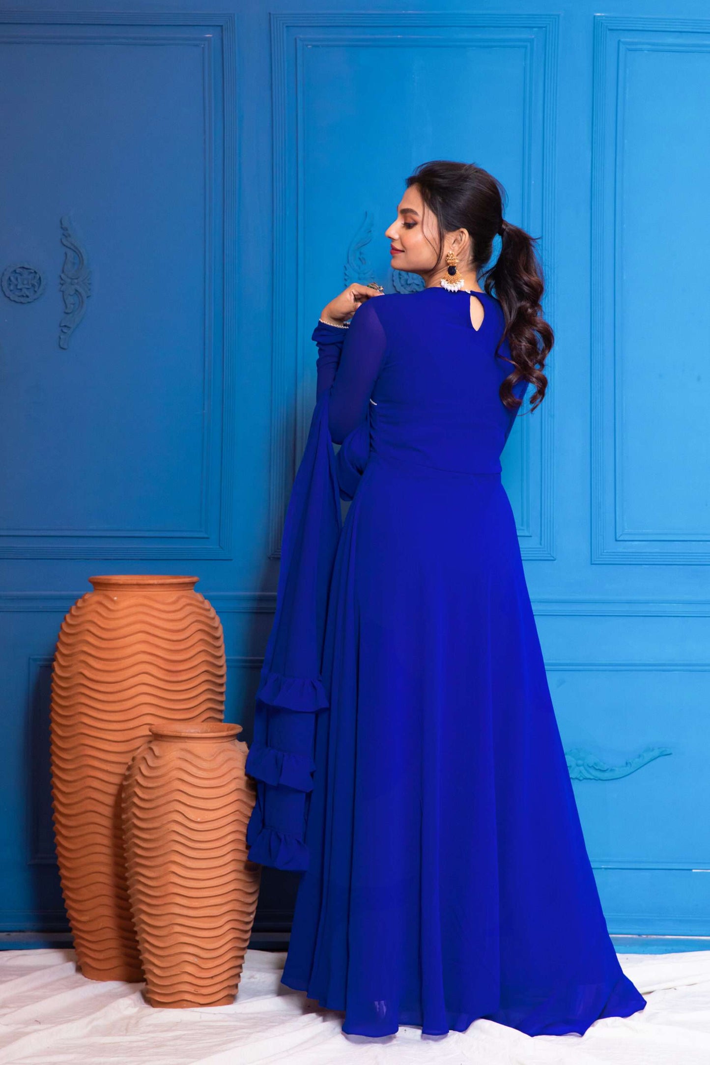 Royal Blue Overlapped Anarkali