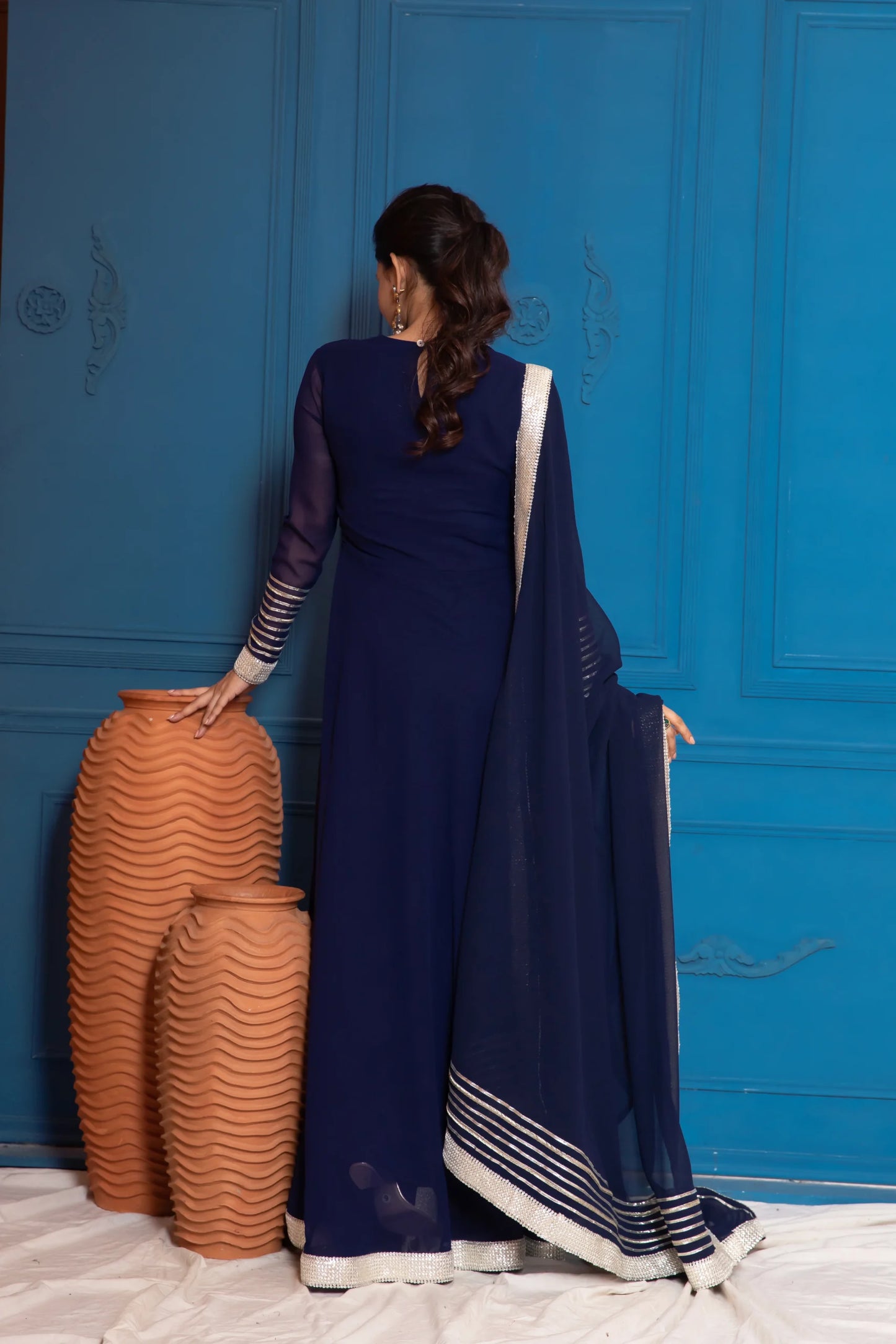 Dusk Blue Anarkali with Dupatta