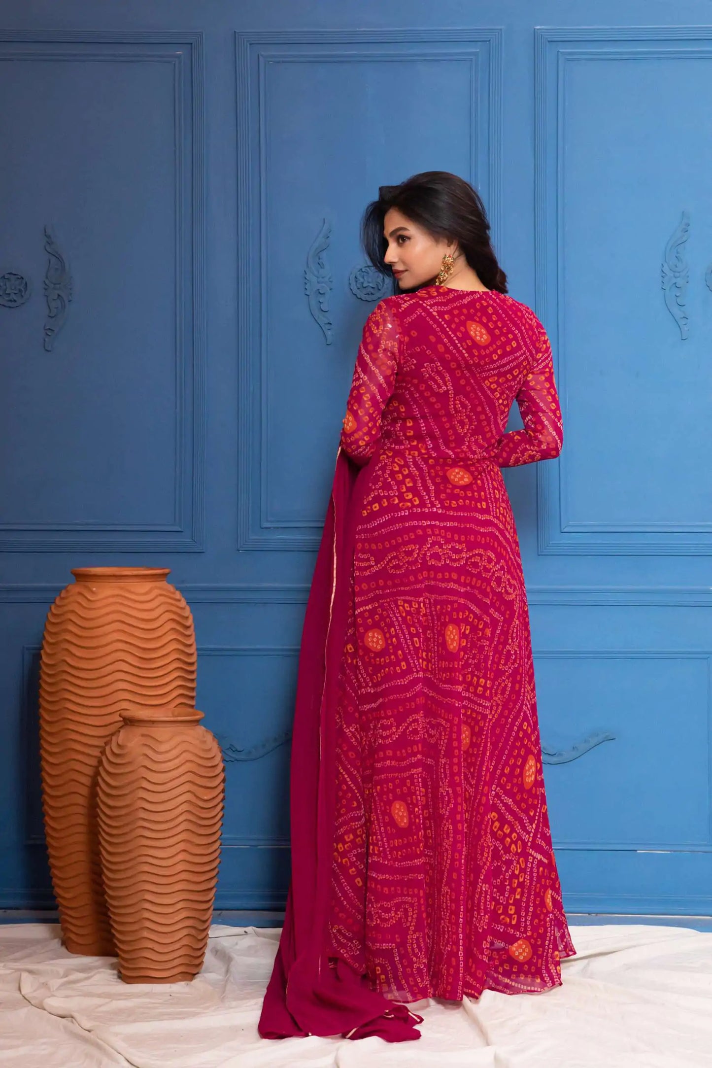 Hibiscus Pink Bandhani Anarkali