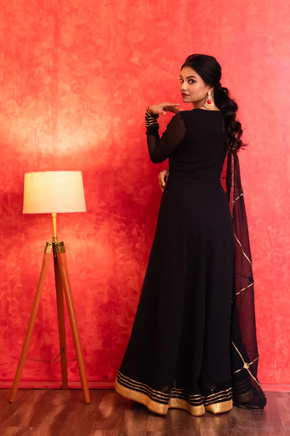 Smoky Black Anarkali with Dupatta