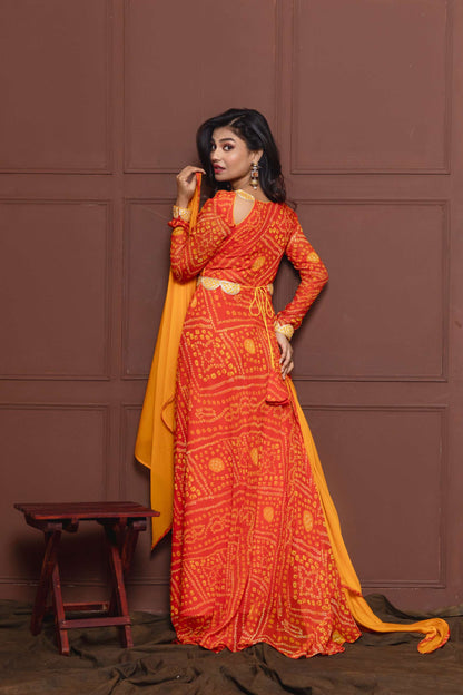 Saffron Orange Bejewelled Anarkali