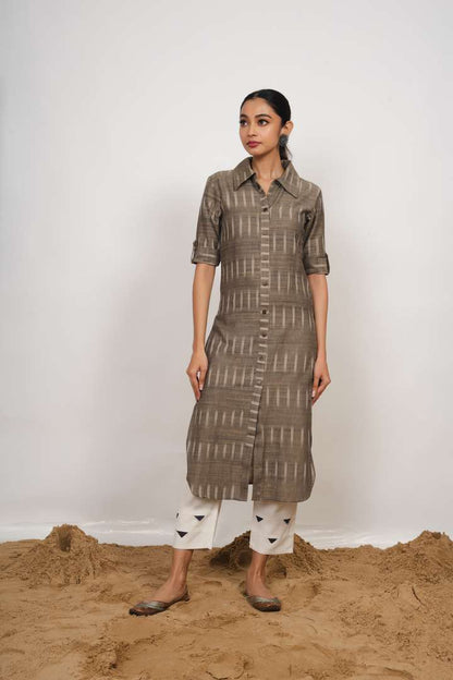 Grey Ikat Kurta