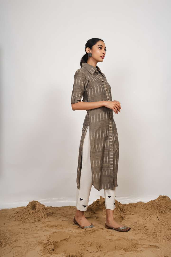 Grey Ikat Kurta