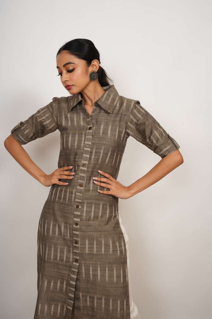 Grey Ikat Kurta