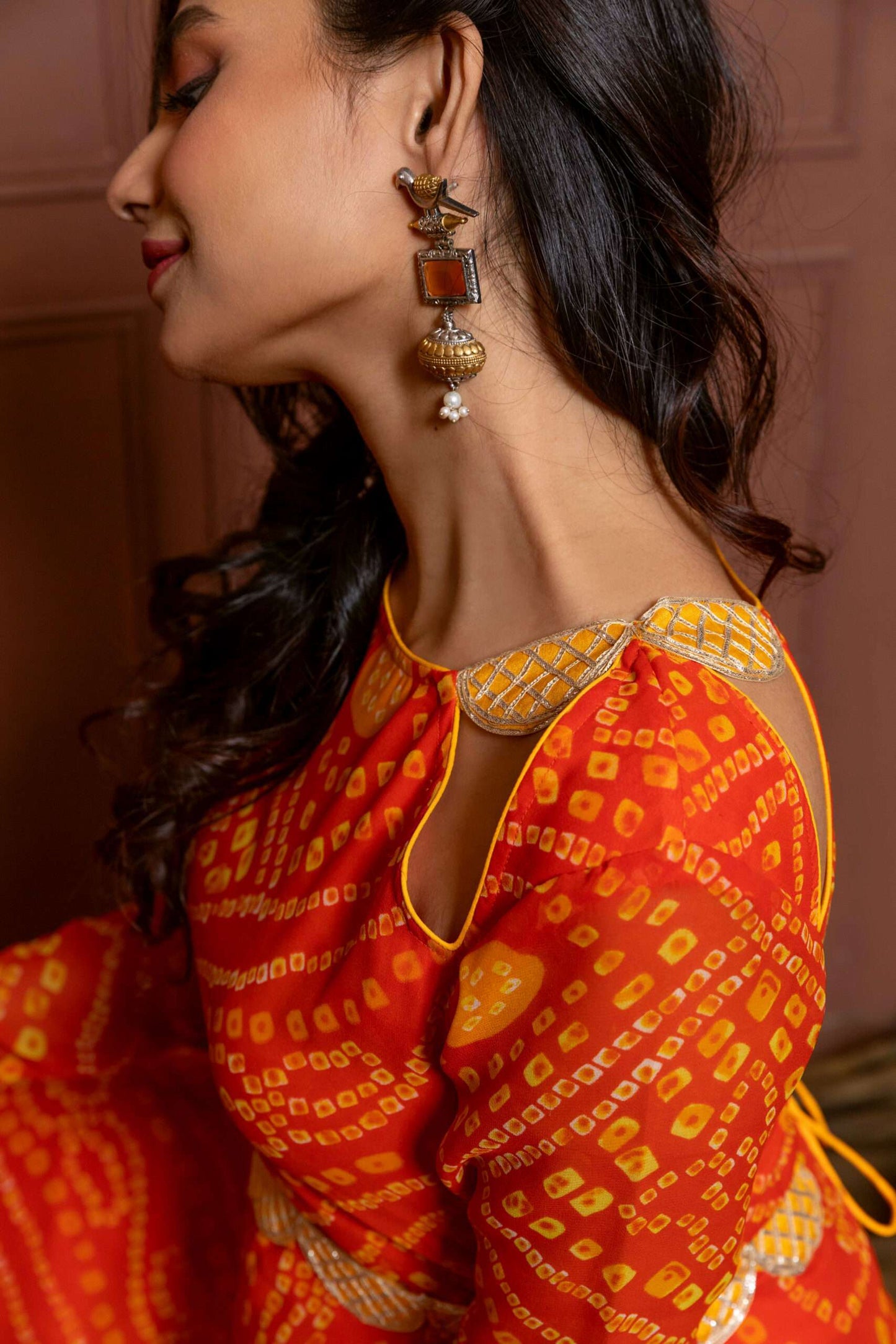 Saffron Orange Bejewelled Anarkali