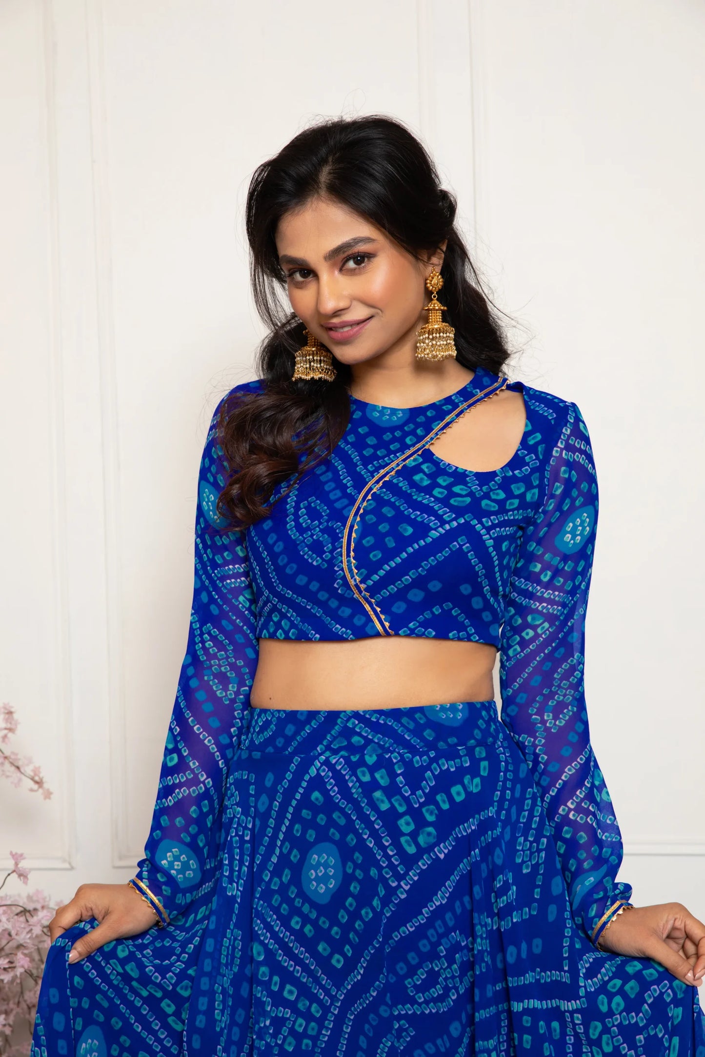 Blue Bandhani Lehenga Set