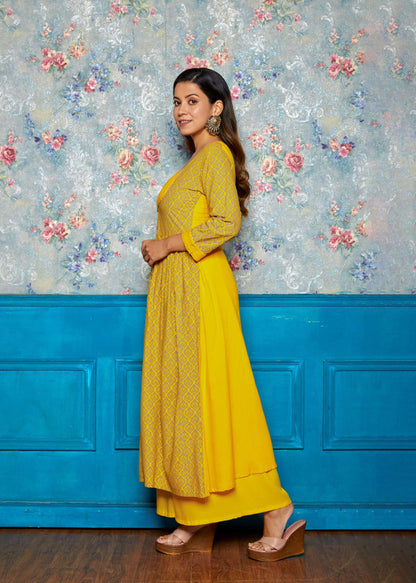 Sunrise Yellow Front Slit Kurta Set