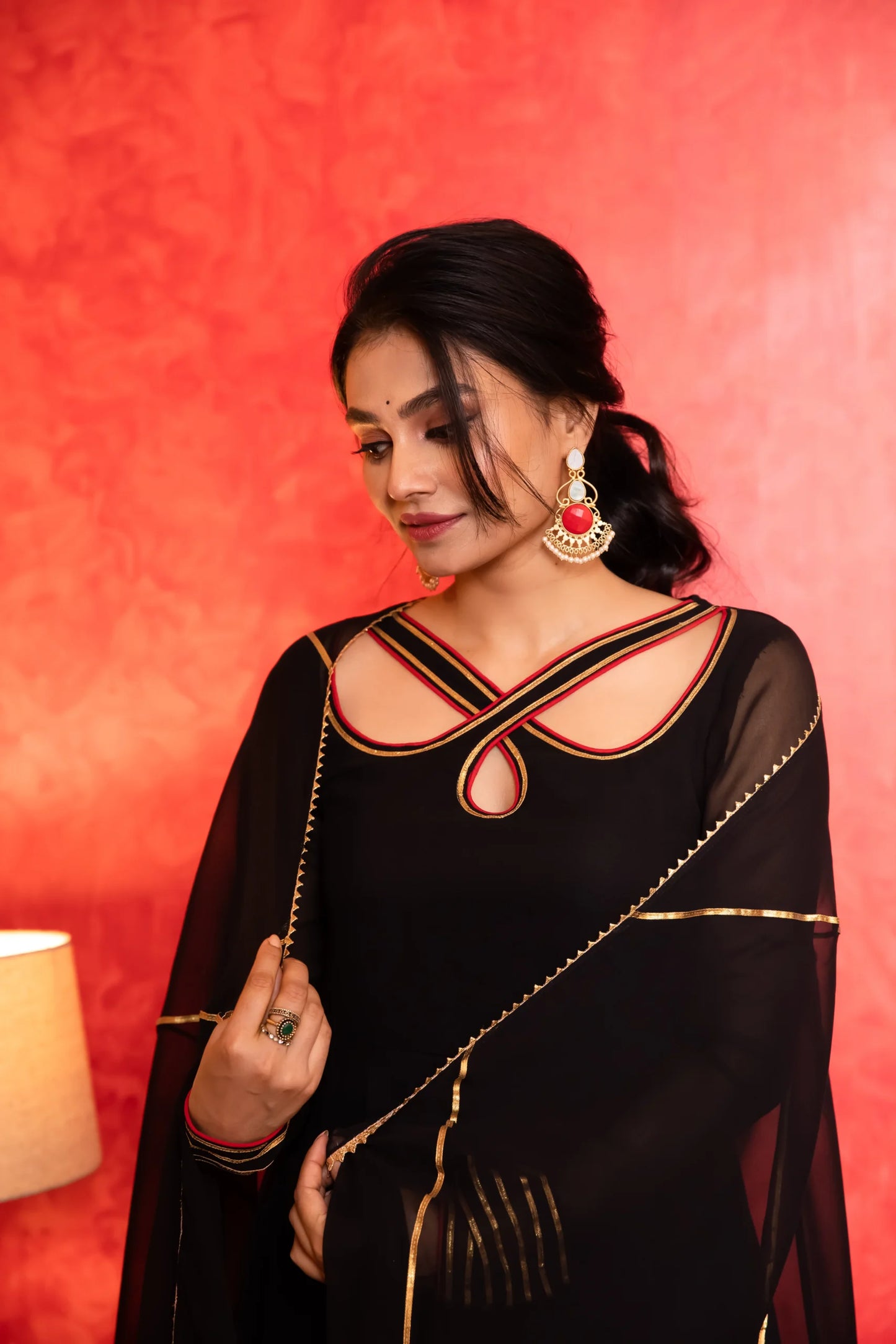 Smoky Black Anarkali with Dupatta