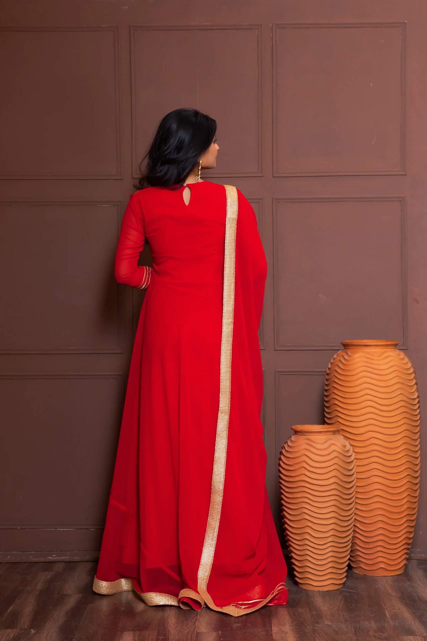 Persian Red Anarkali with Dupatta