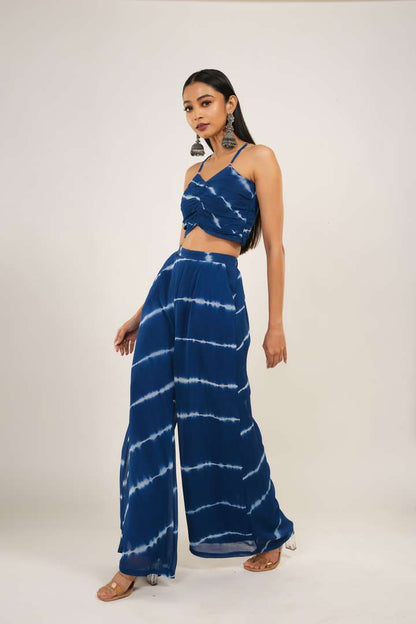 Indigo Tie-dye co-ord set with Flared shrug