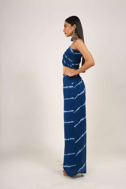 Indigo Tie-dye co-ord set with Flared shrug